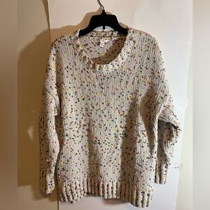 Women’s Seven7 cream sweater with mini colorful pompoms size M